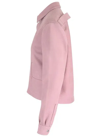 Rick Owens Alice Strobe Leather Shirt In Pink