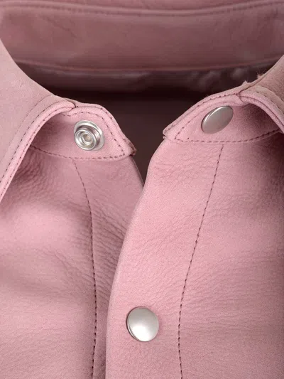 Rick Owens Alice Strobe Leather Shirt In Pink