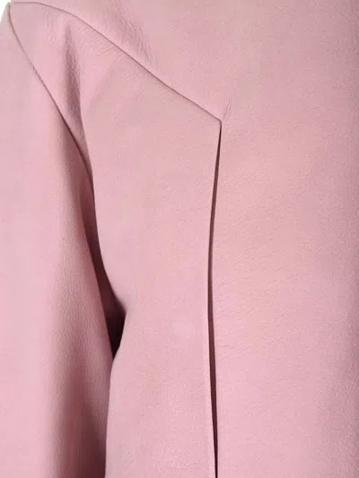 Rick Owens Alice Strobe Leather Shirt In Pink