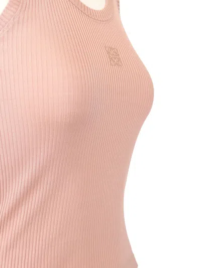 Loewe Pink Silk Tank Top With Anagram Logo In Pink