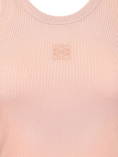 Loewe Pink Silk Tank Top With Anagram Logo In Pink