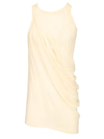 Rick Owens Anthem Tank In Natural Unstable Cotton Tops White In Yellow