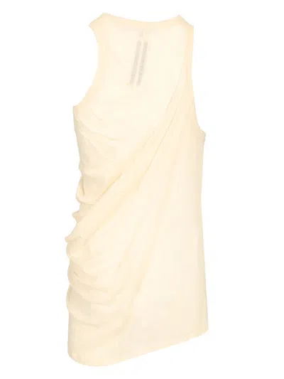 Rick Owens Anthem Tank In Natural Unstable Cotton Tops White In Yellow