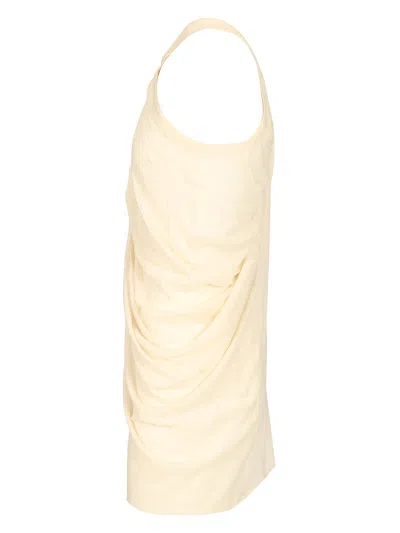 Rick Owens Anthem Tank In Natural Unstable Cotton Tops White In Yellow