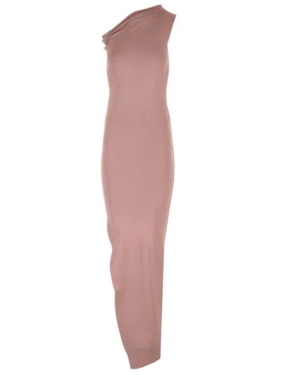 Rick Owens Asymmetric Midi Dress In Nude
