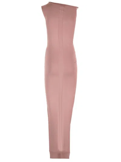 Rick Owens Asymmetric Midi Dress In Nude