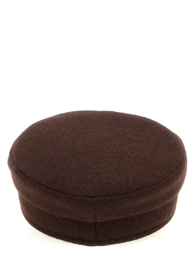 Ruslan Baginskiy Flat Top Short Brim Wool Fabric Hat In Brown