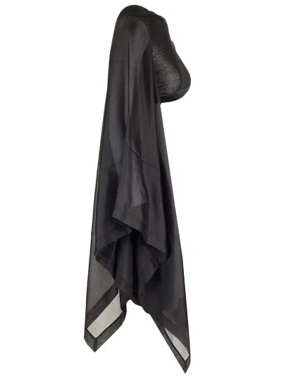 Rick Owens Black Cotton And Silk Crop Top Tops Black In Black