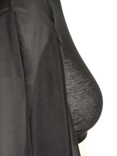 Rick Owens Black Cotton And Silk Crop Top Tops Black In Black