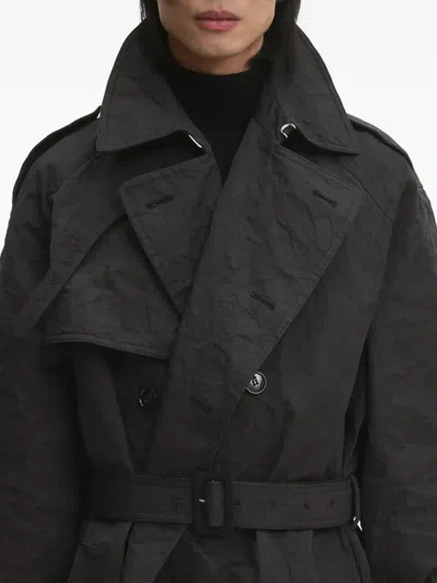 Vetements Double-breasted Belted Trench Coat In Black