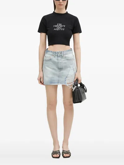 Vetements Rhinestone-embellished Cropped T-shirt In Black