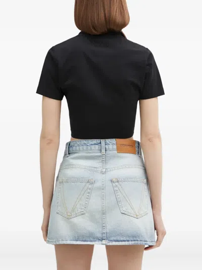 Vetements Rhinestone-embellished Cropped T-shirt In Black