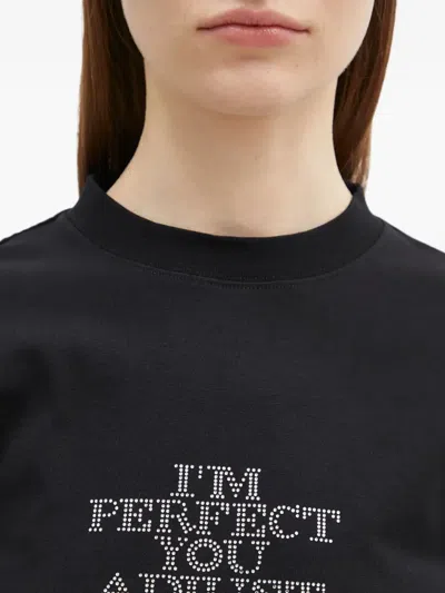 Vetements Rhinestone-embellished Cropped T-shirt In Black