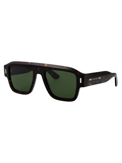 Calvin Klein Rectangular Sunglasses Ck25509 S 235 In Green