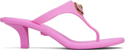 Versace Pink Alia Rubber Thong 55 Heeled Sandals