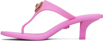 Versace Pink Alia Rubber Thong 55 Heeled Sandals