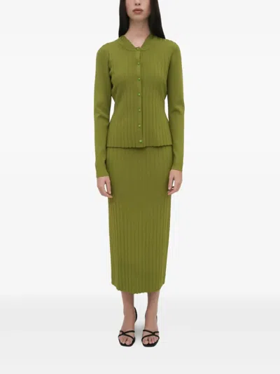 Rosetta Getty Gerippter Cardigan In Green