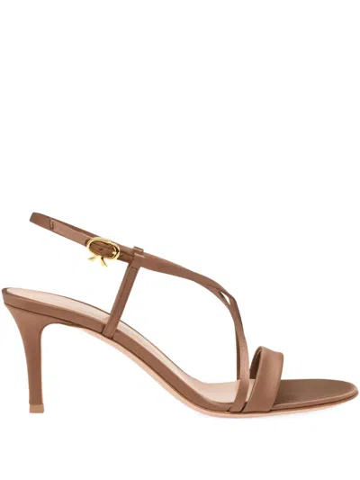 Gianvito Rossi Larisse Strappy Leather Sandals With Gold-tone Detail In Brown