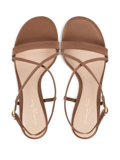 Gianvito Rossi Larisse Strappy Leather Sandals With Gold-tone Detail In Brown