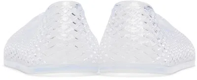 Ancient Greek Sandals Mesh Ballerina Flats Transparent Rubber Design In White