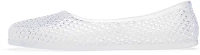 Ancient Greek Sandals Mesh Ballerina Flats Transparent Rubber Design In White