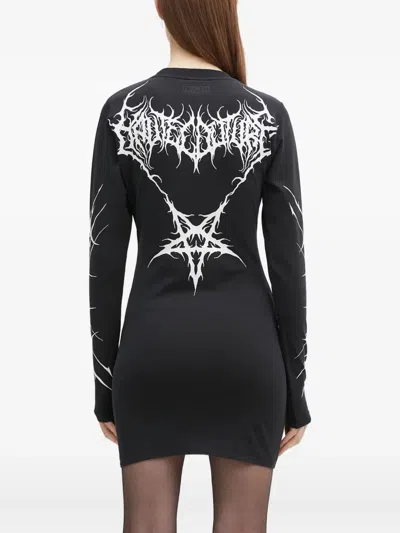 Vetements Logo-print Long-sleeve Mini Dress