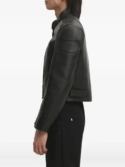 Vetements Logo-embossed Leather Jacket In Black