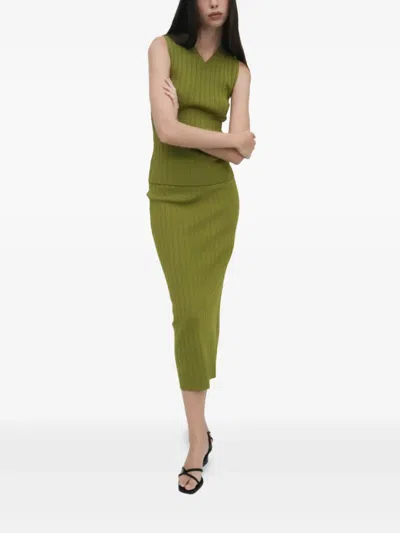 Rosetta Getty Midirock Aus Geripptem Strick In Green