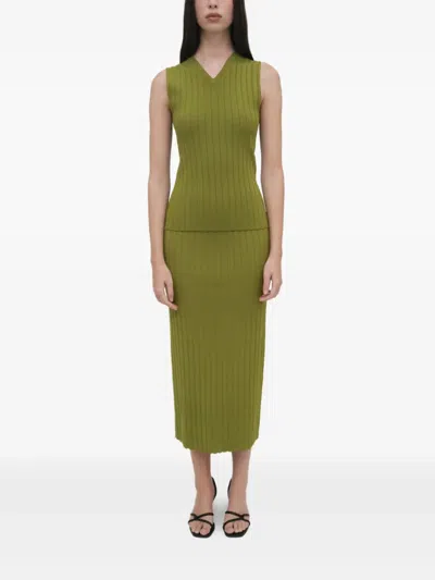 Rosetta Getty Midirock Aus Geripptem Strick In Green