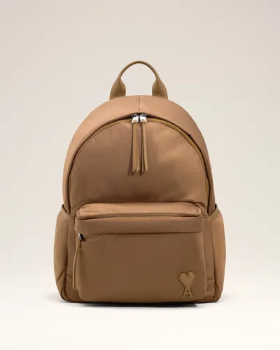 Ami Alexandre Mattiussi Brown Nylon Canvas Marcel Backpack Brown