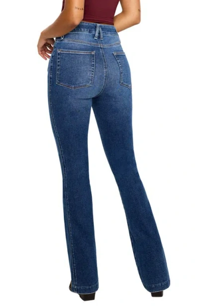 Good American Good Curve Pieced Raw Hem High Waist Ankle Straight Leg Jeans In Blue