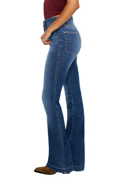 Good American Good Curve Pieced Raw Hem High Waist Ankle Straight Leg Jeans In Blue