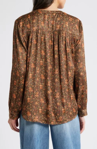 Treasure & Bond Drapey Long Sleeve Top In Brown