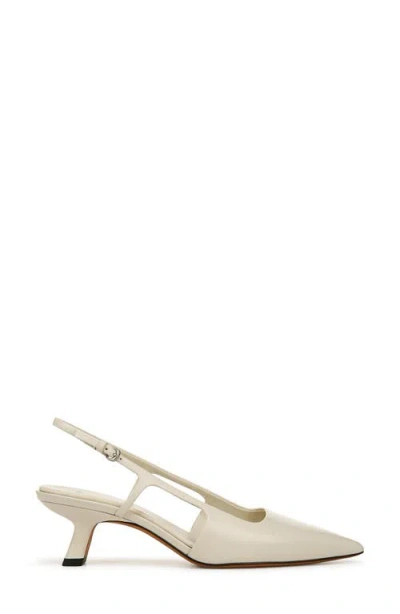 Vince Bianca Leather Kitten Slingback Pumps