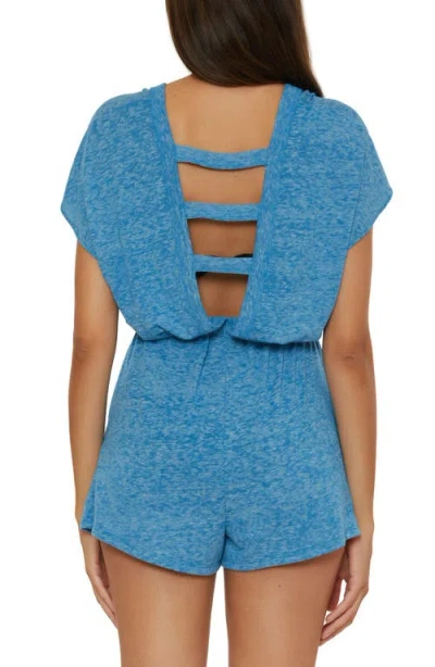 Becca Beach Date Burnout Jersey Cover-up Romper In Blue