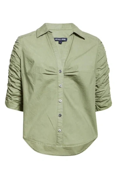 Veronica Beard Porta Ruched Cotton Button-up Shirt