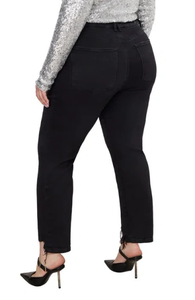 Good American Good Classic Chewed Hem Slim Straight Jeans