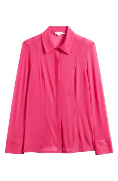 Good American Sheer Mesh Button-up Shirt