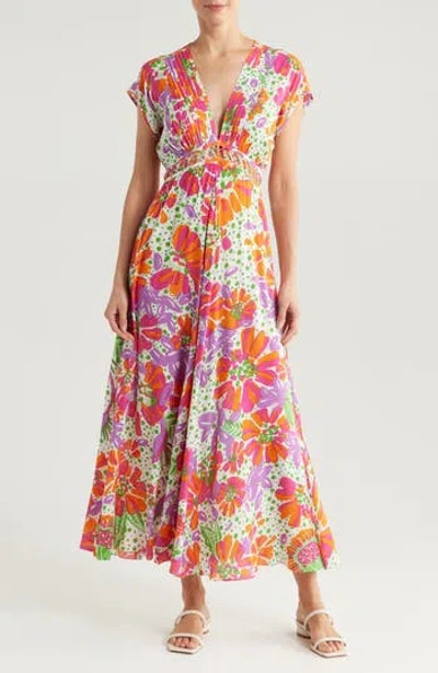 Poupette St Barth Cecile Floral Print Cover-up Midi Dress