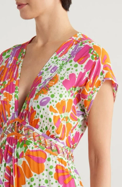Poupette St Barth Cecile Floral Print Cover-up Midi Dress