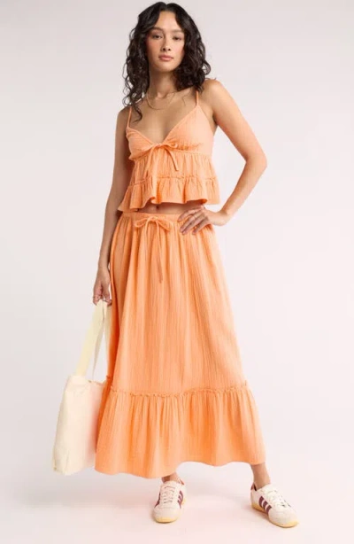 Abound Cotton Gauze Tiered Maxi Dress In Orange
