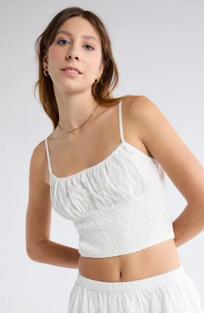 Abound Smocked Cotton Camisole In White