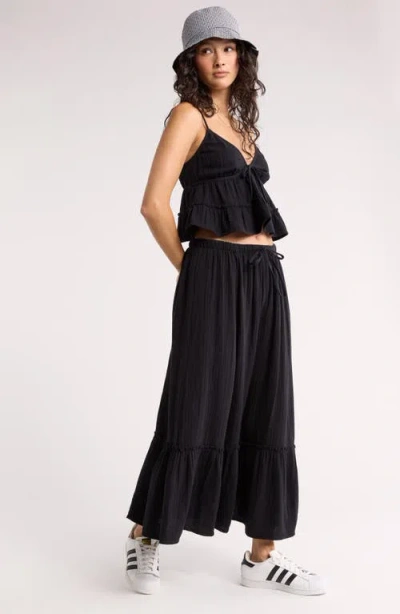 Abound Cotton Gauze Tiered Maxi Dress In Black