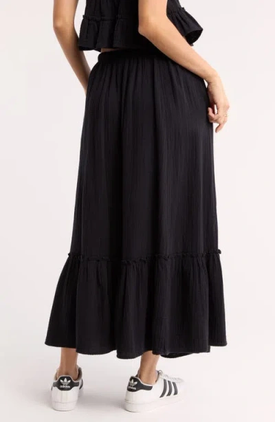 Abound Cotton Gauze Tiered Maxi Dress In Black