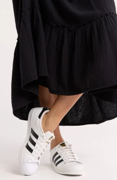 Abound Cotton Gauze Tiered Maxi Dress In Black