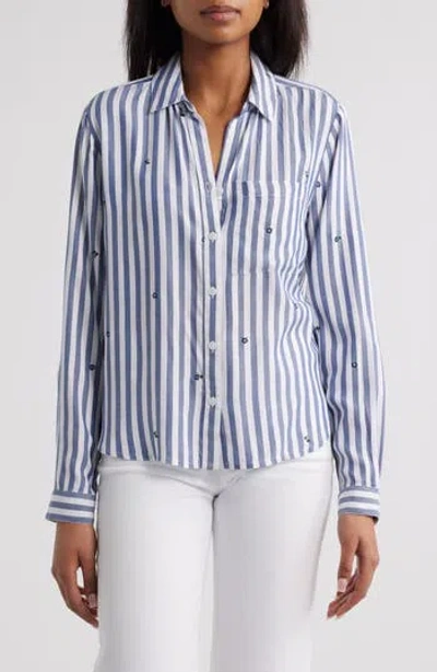 Beachlunchlounge Kaylee Heart Stripe Long Sleeve Button-up Shirt