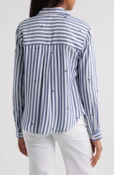 Beachlunchlounge Kaylee Heart Stripe Long Sleeve Button-up Shirt