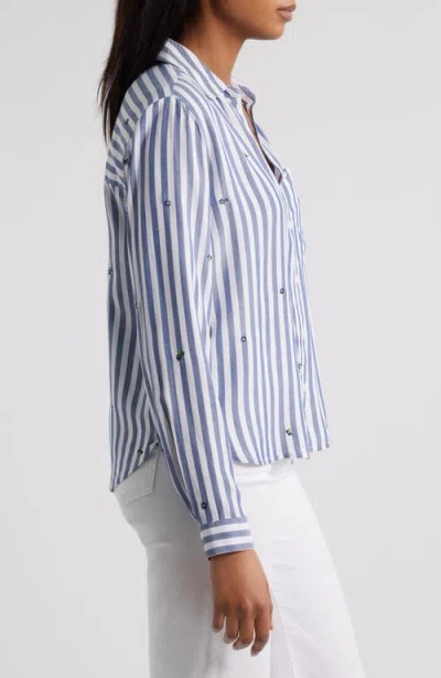 Beachlunchlounge Kaylee Heart Stripe Long Sleeve Button-up Shirt