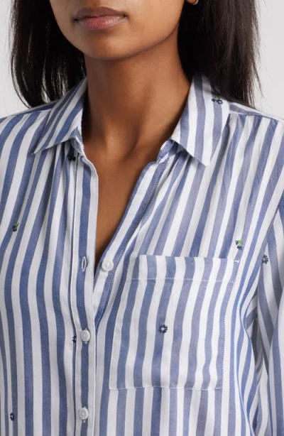 Beachlunchlounge Kaylee Heart Stripe Long Sleeve Button-up Shirt