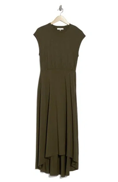 Frame Organic Cotton Jersey High-low Dress In Green